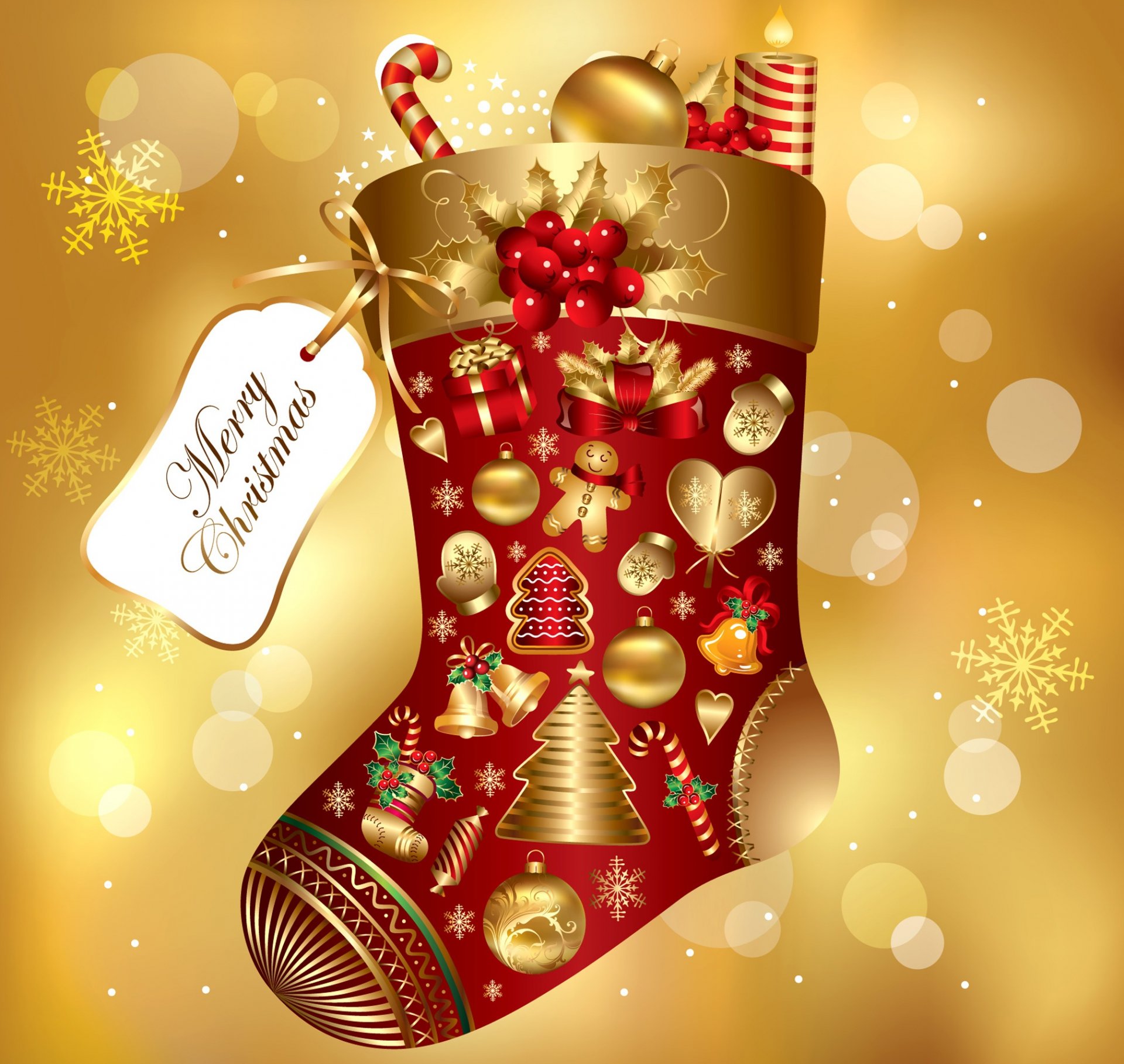 Merry Christmas: Festive Ornaments HD Wallpaper