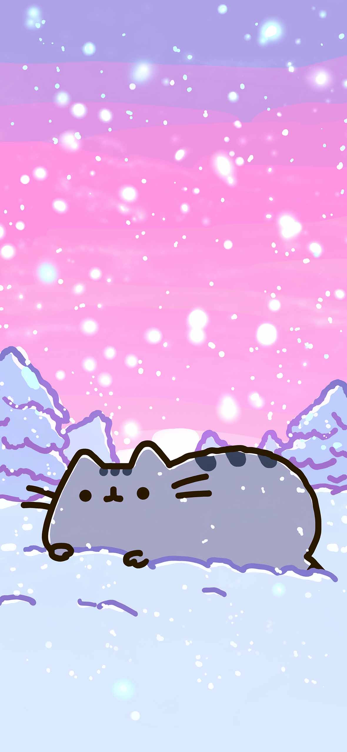 Pusheen Cat Snow Winter Wallpaper Phone Wallpaper HD