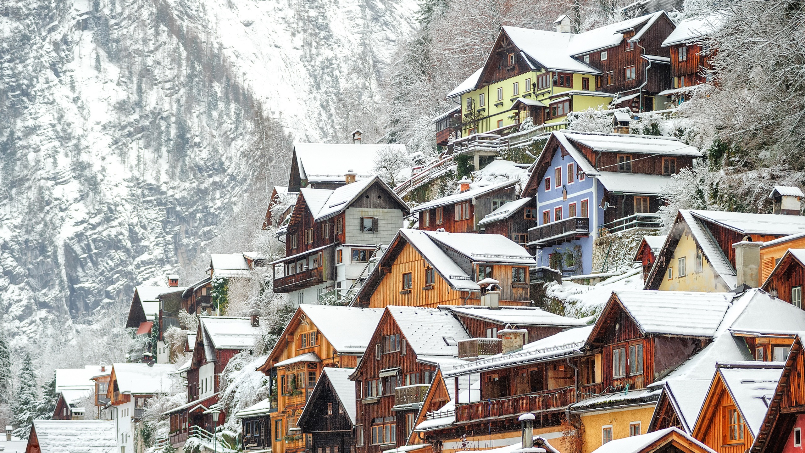 Hallstatt In Winter, Houses, Snow, Austria 750x1334 IPhone 8 7 6 6S Wallpaper, Background, Picture, Image