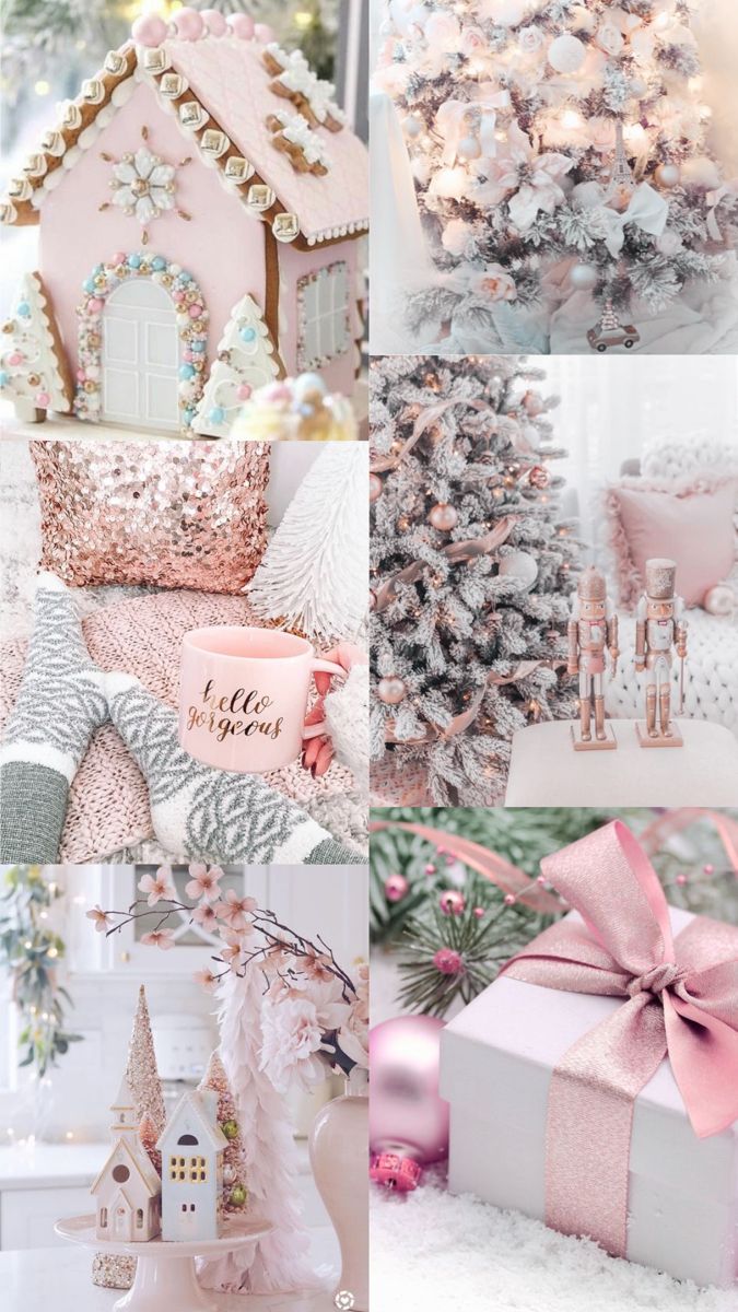 Pink Christmas aesthetic wallpaper