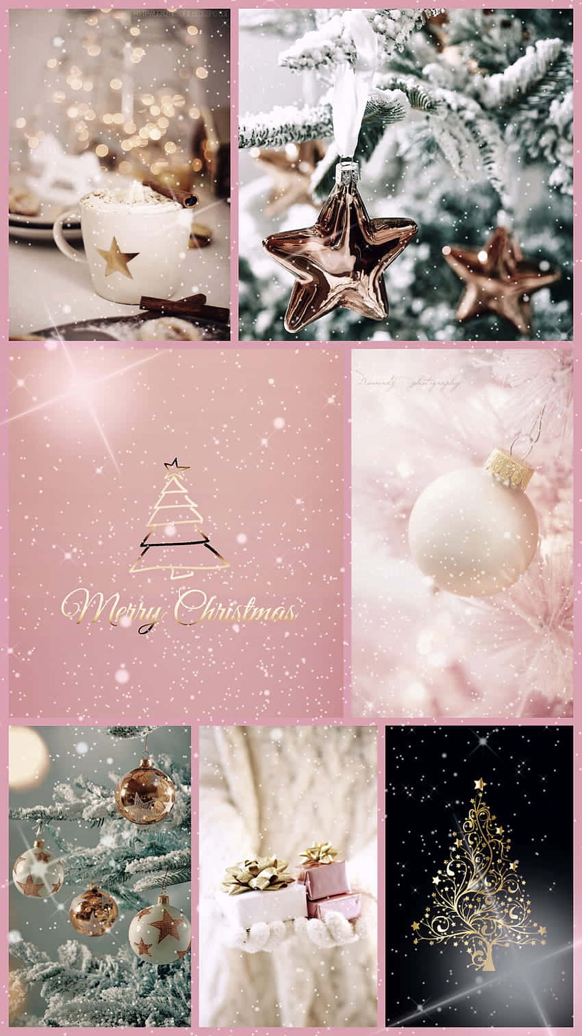 Download Pink Christmas Collage Wallpaper