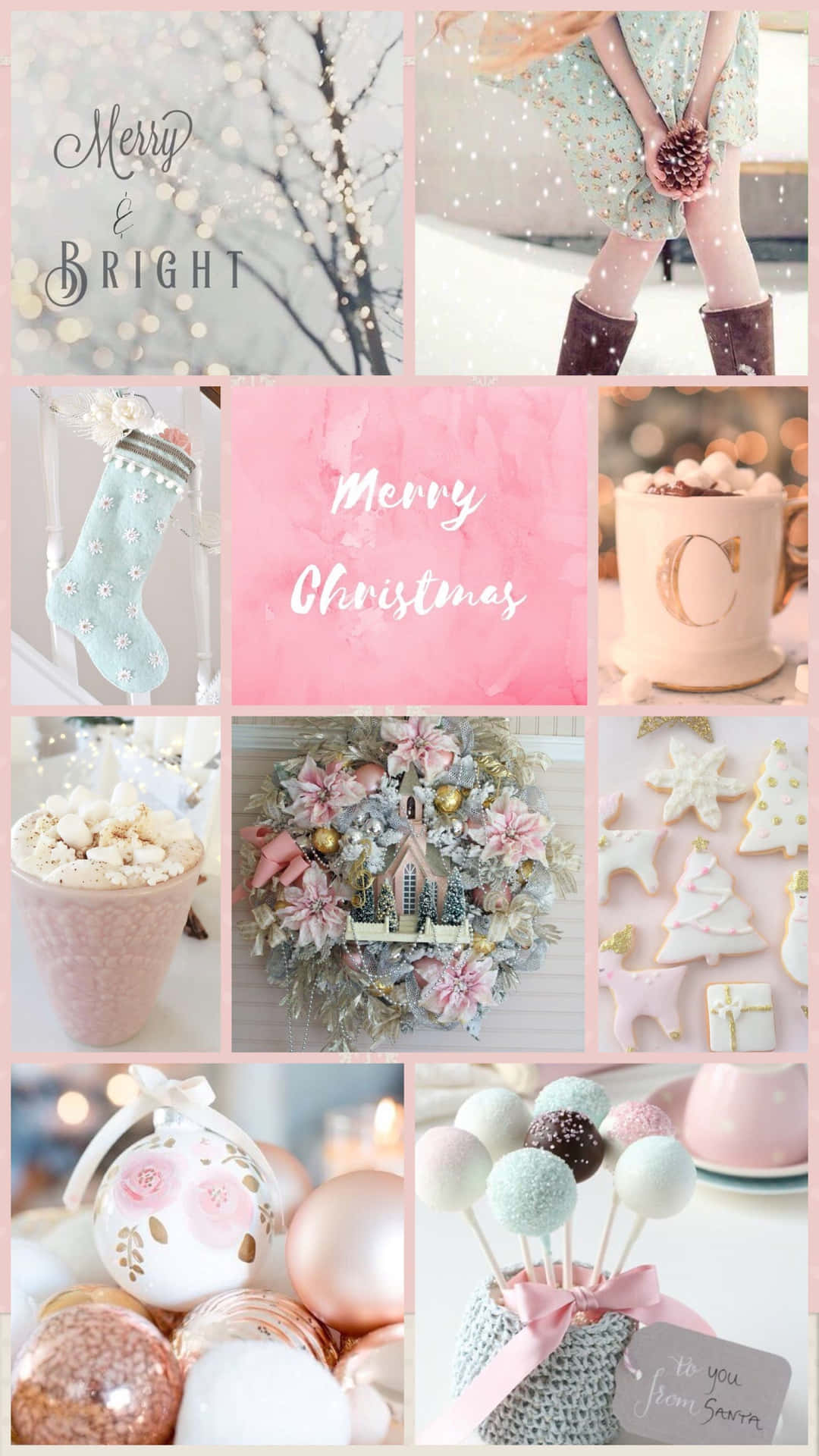 Download Pink Christmas Dessert Collage Wallpaper