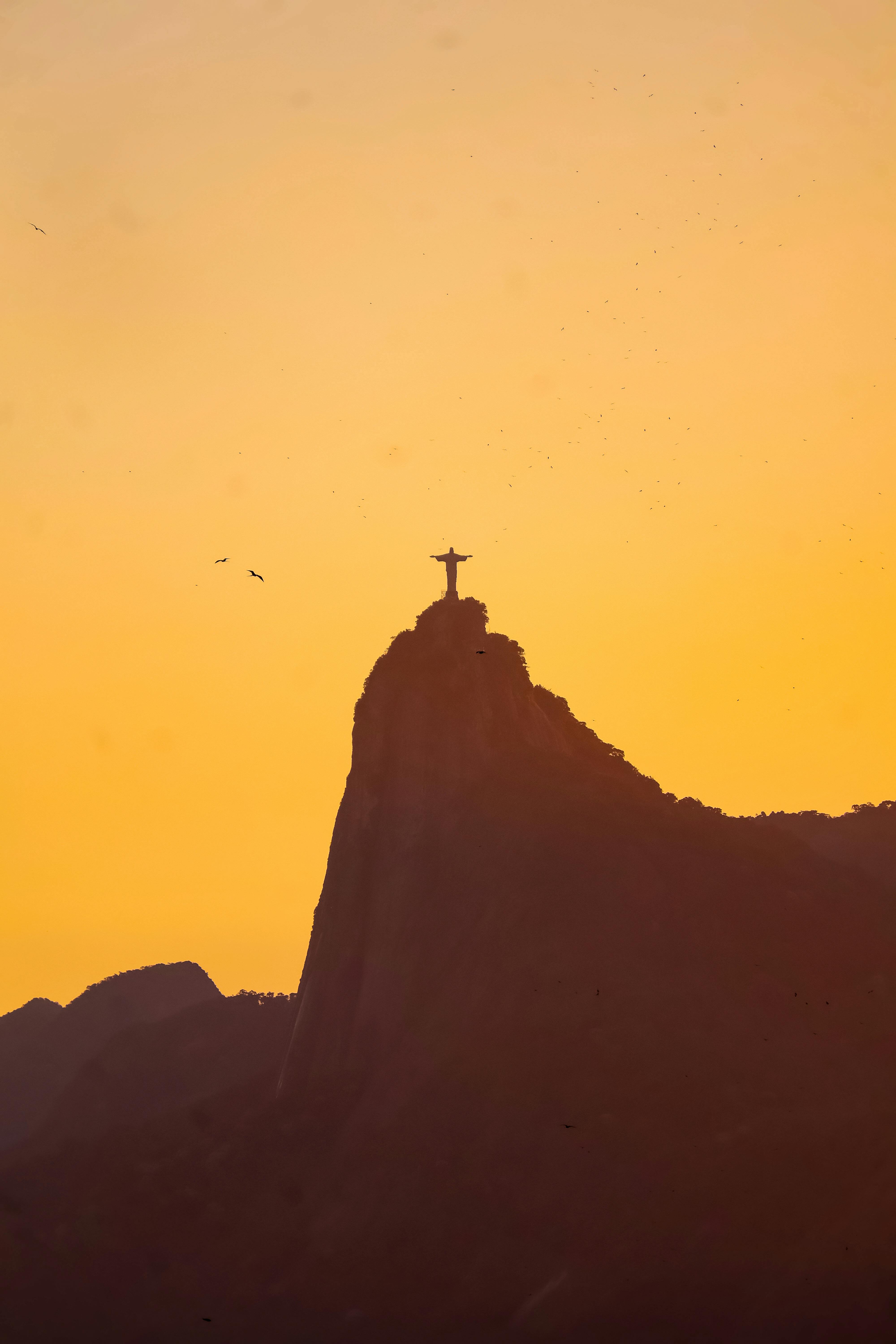 Christ the Redeemer Silhouette at Sunset · Free