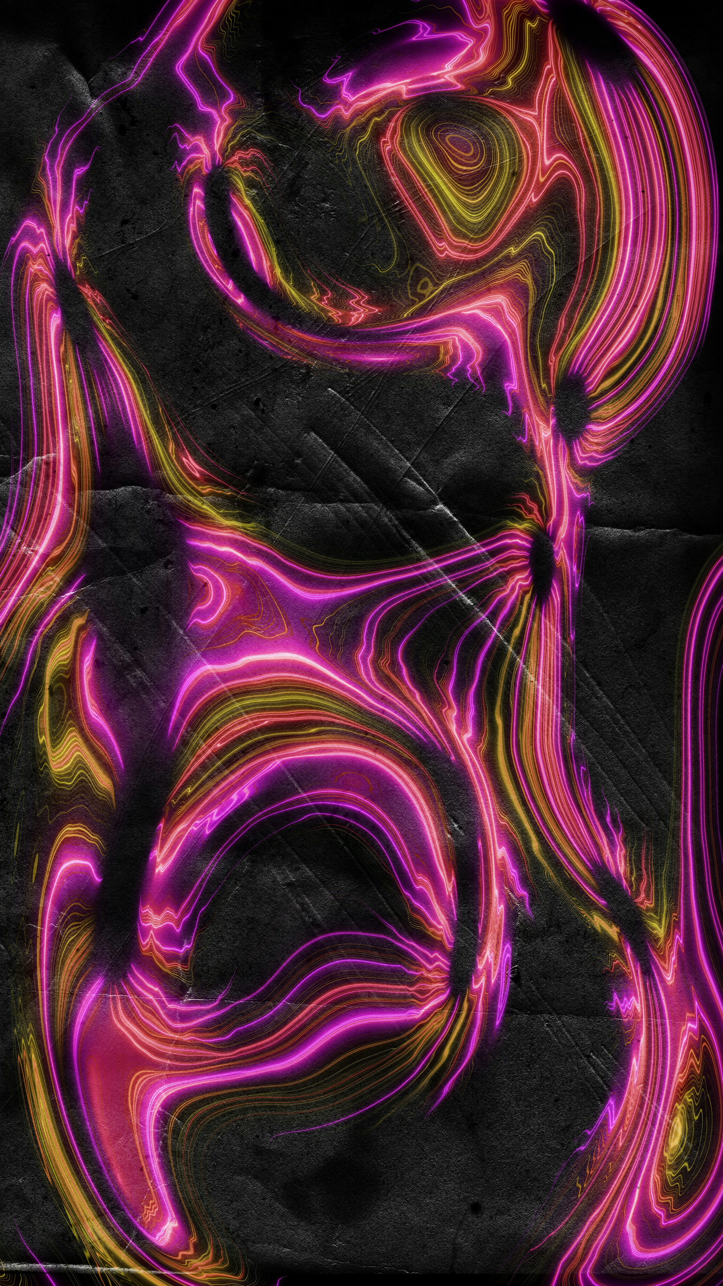 Abstract Art With Neon Like Magenta And Yellow Patterns. Photo