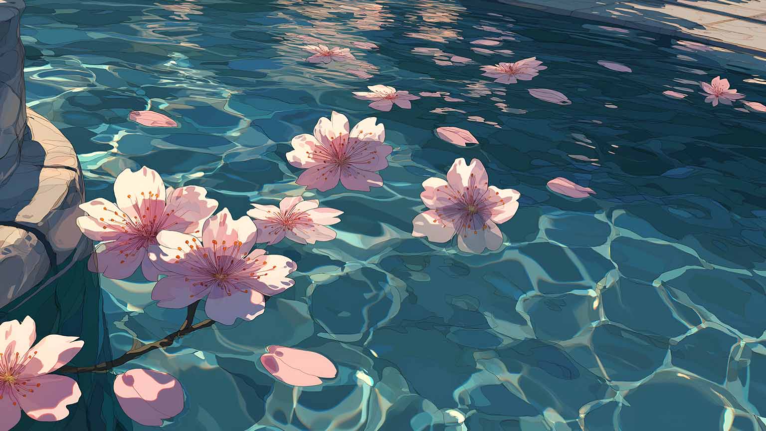 Free Petals on Water 4K Cinematic Desktop Wallpaper