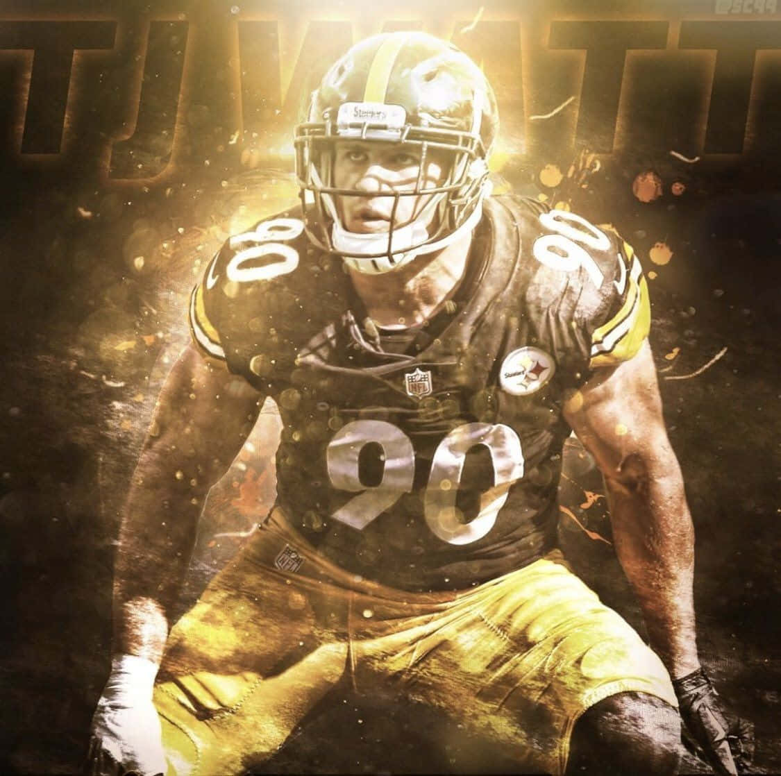 Download Pittsburgh Steelers linebacker TJ Watt making a tackle on defense to help anchor the team to another win Wallpaper