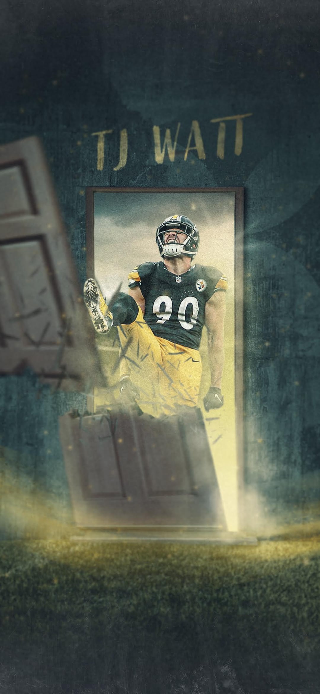 TJ Watt kicking down the door to another DPOY (OC Wallpaper)