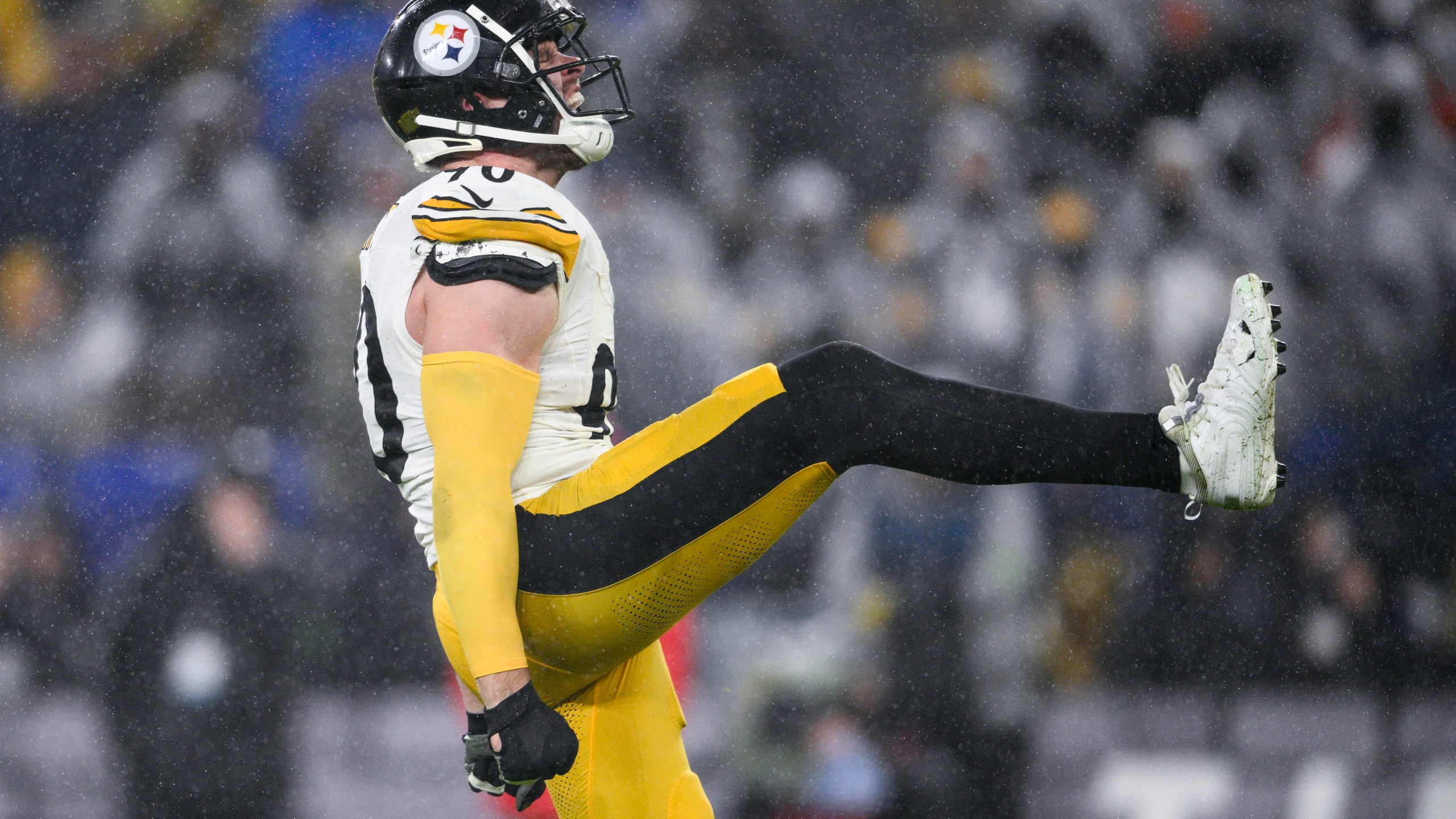 Pittsburgh's T.J. Watt exits in the 3rd quarter against the Ravens with a left knee injury
