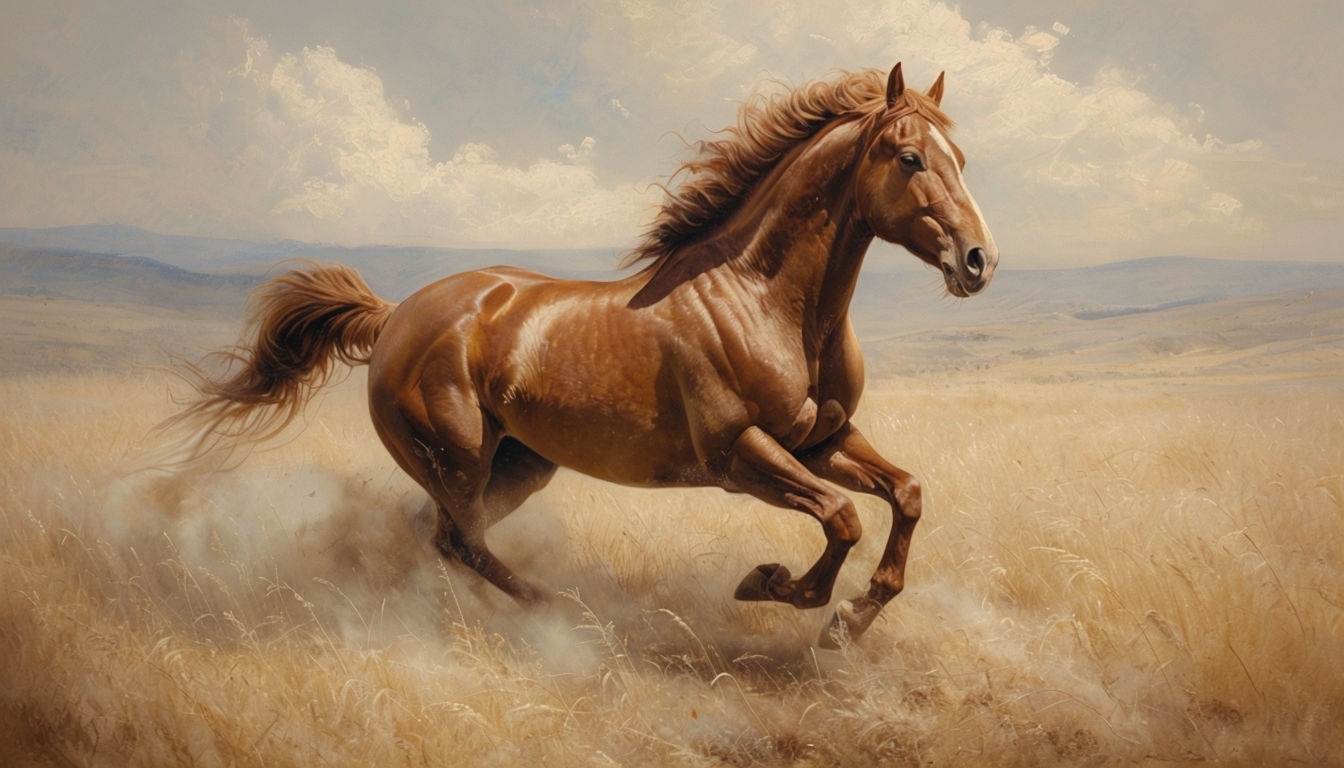 Free and customizeable 8k of a big horse in vivid nature. waterfall