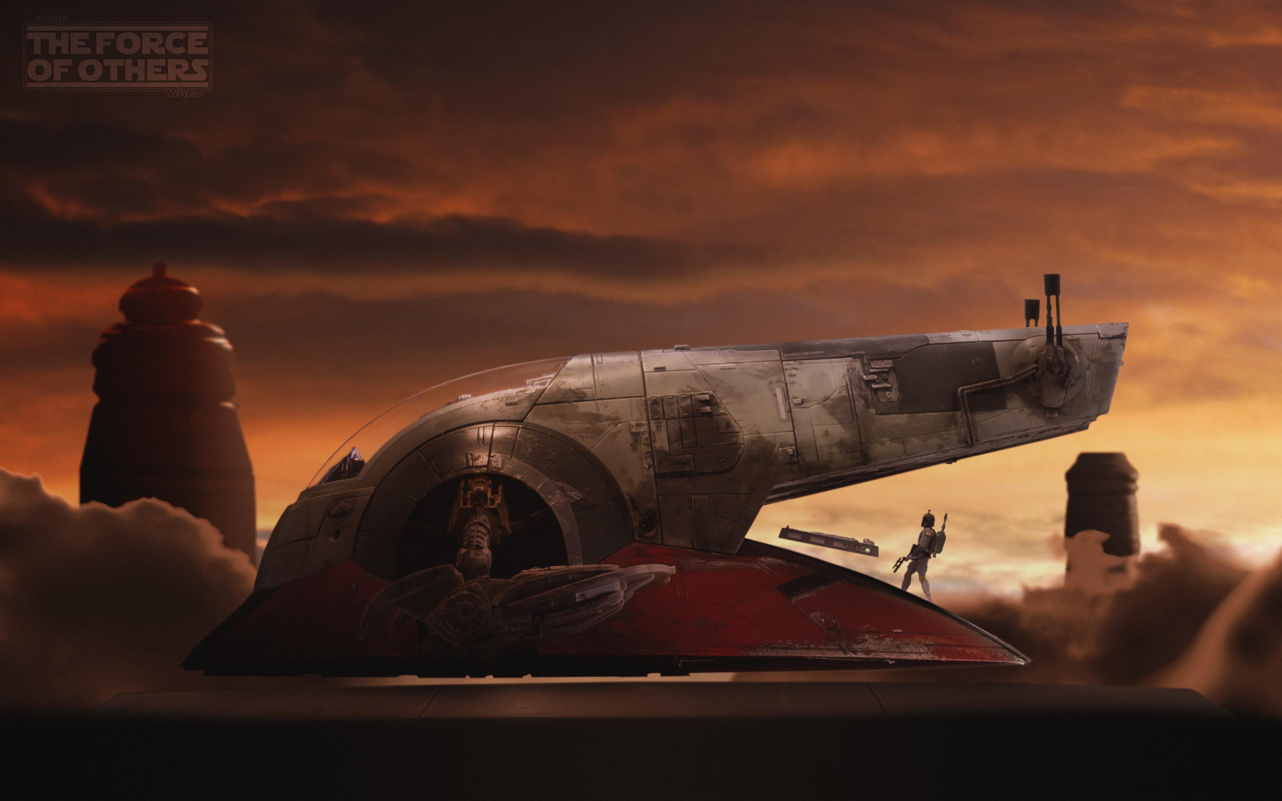 My photo of my Slave 1 model kit and 3.75 Boba Fett! Fun fact, it's forced perspective! Boba was about 2 metres away from the ship!