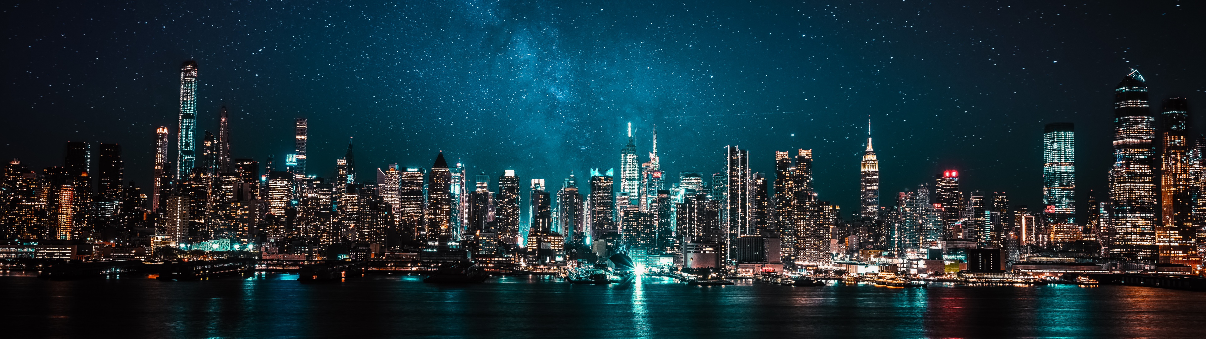 Night City Wallpaper 4K, City lights, Reflections