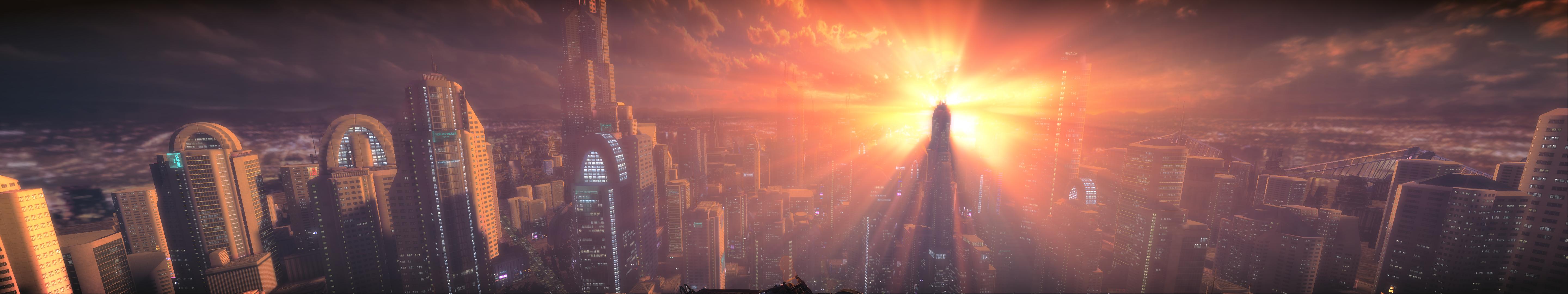 Futuristic City Dual Montor Wallpaperx1080