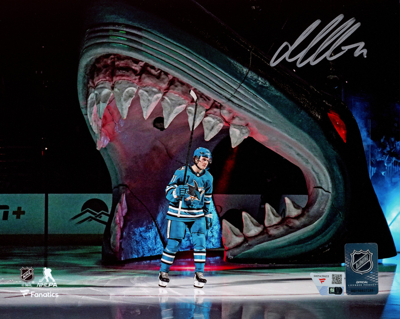 Macklin Celebrini Autographed 8x10 Photo San Jose Sharks NHL Debut Fanatics Holo Stock Creek Sports