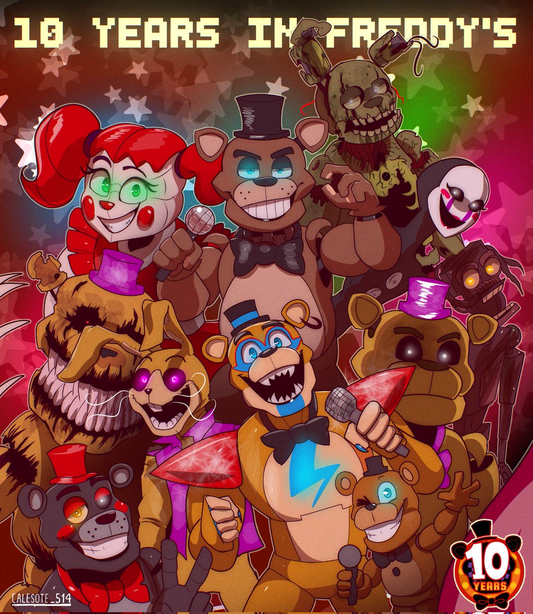 New wallpaper drawing for the 10 years of #FNAF!! A franchise that I have in my heart