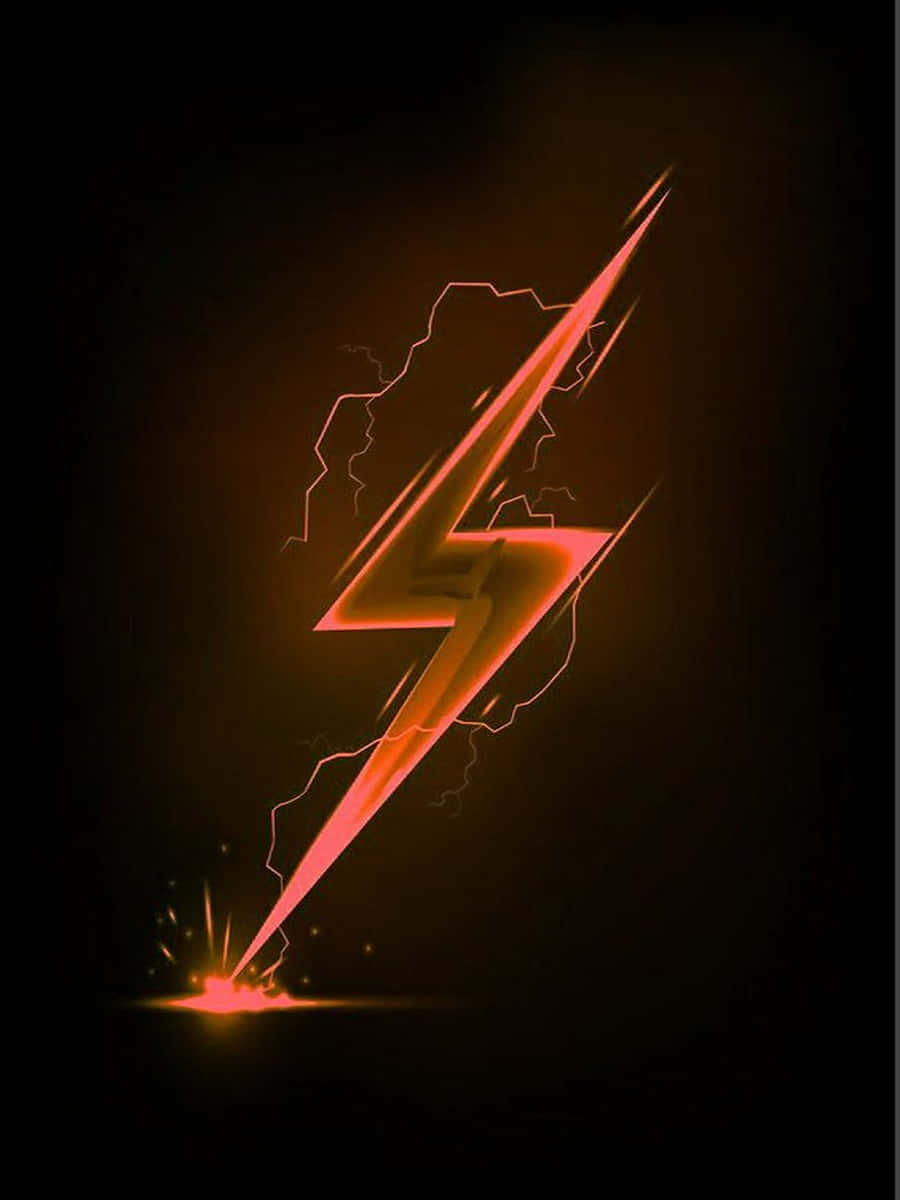 Download Orange Neon Lightning Logo Hitting Ground Wallpaper