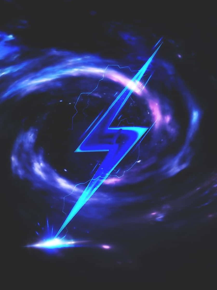 Download Cloudy Blue Neon Lightning Symbol Wallpaper