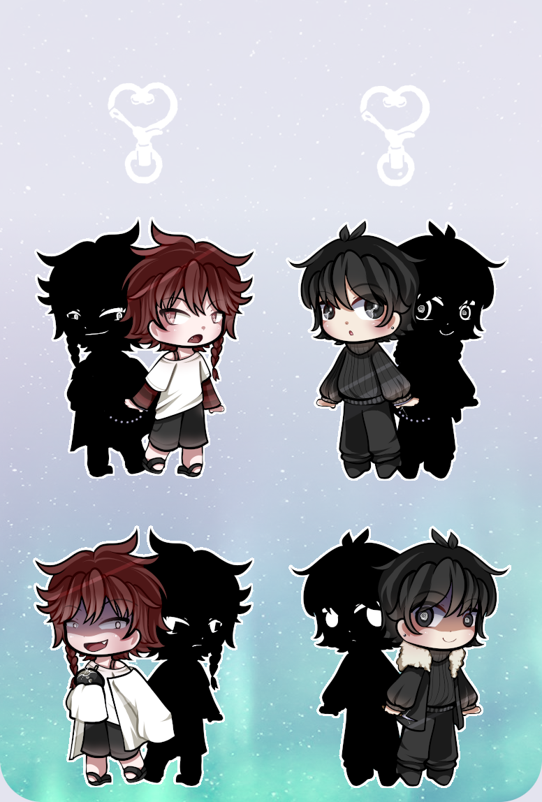 Zeno Remake RPG Horror Aki Maeno and Haru Tsugino Shadow Double Sided Epoxy Charms