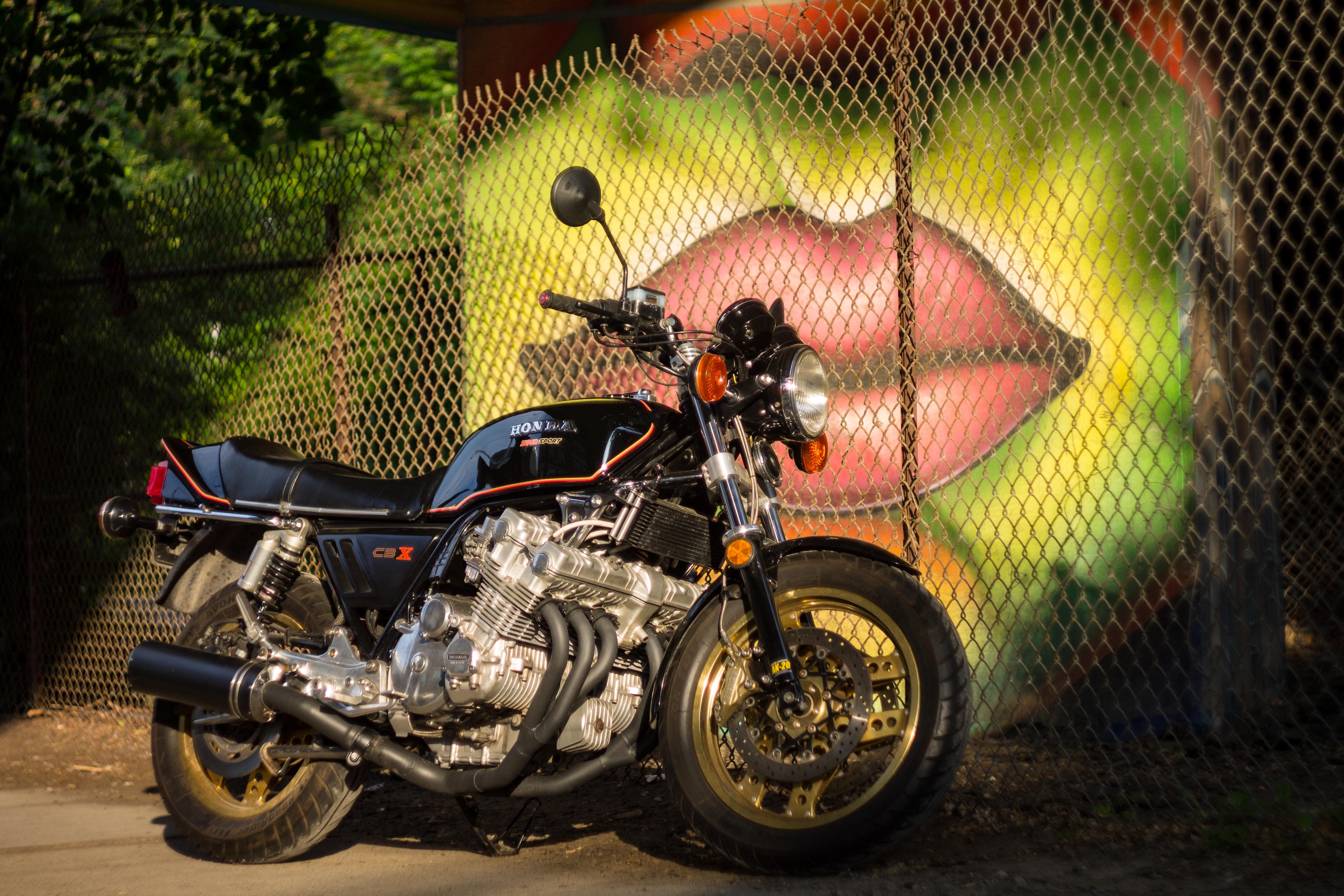Another shot of my 1979 CBX with gold boomerang wheels and a bunch of suspension mods