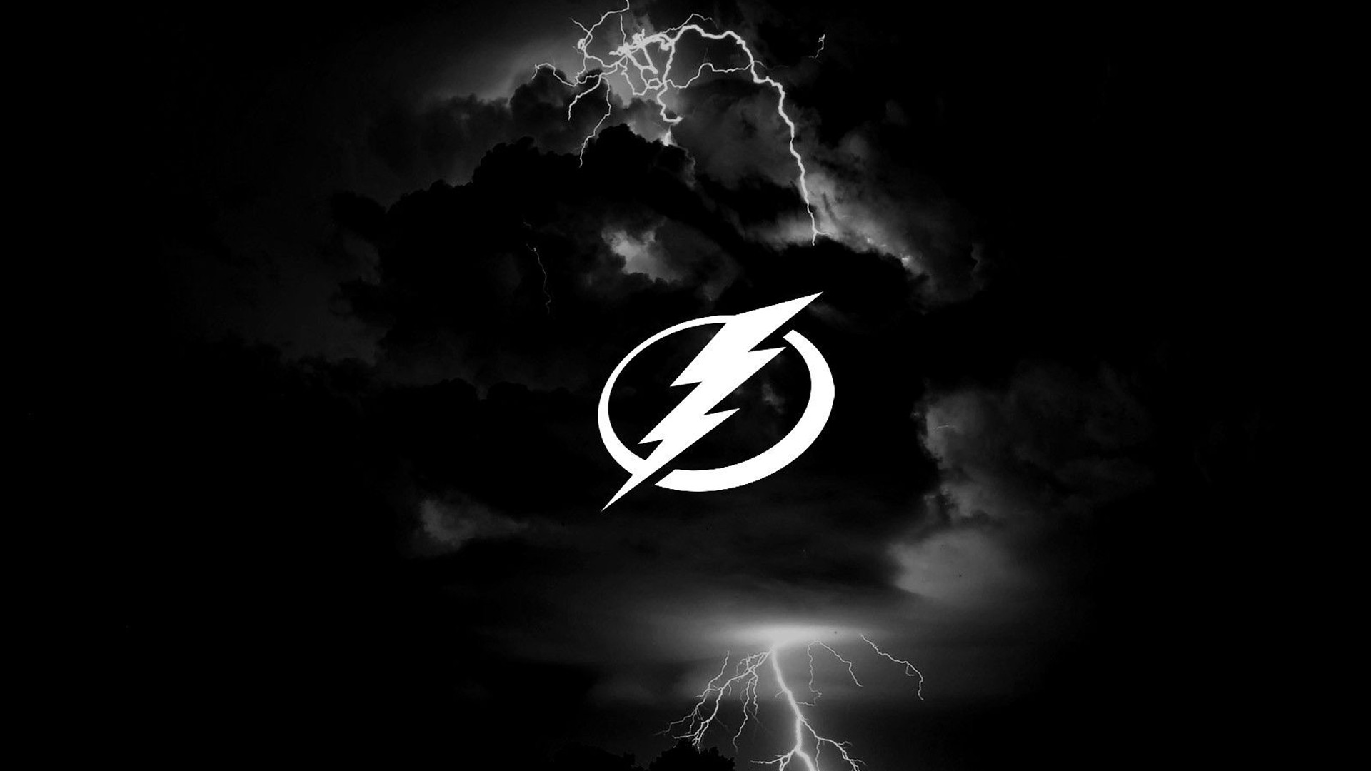 Tampa Bay Lightning Logo With Background Of Dark Clouds And Lightning HD Tampa Bay Lightning Wallpaper