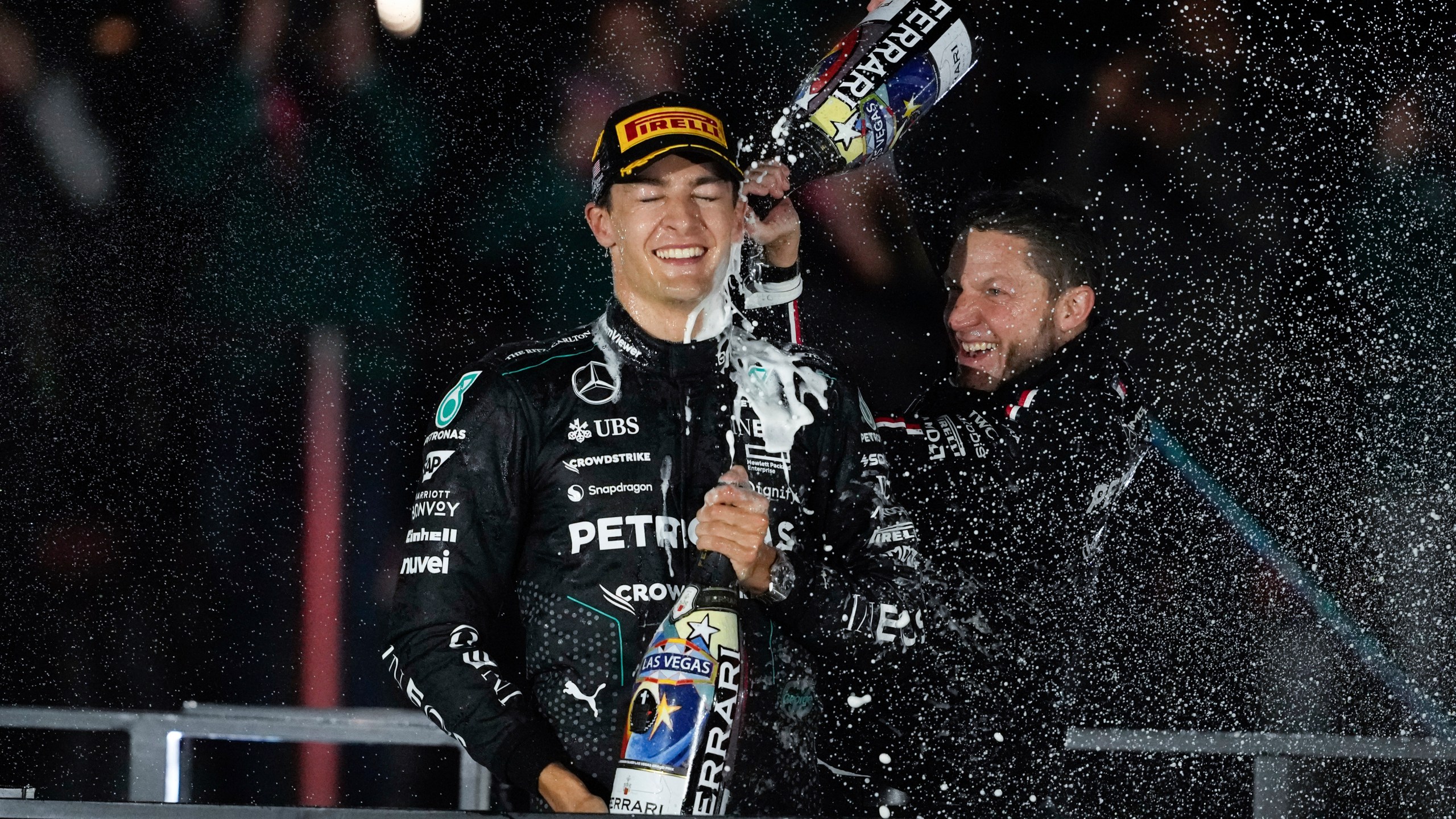 Russell And Hamilton Give Mercedes A 1 2 Finish In Las Vegas