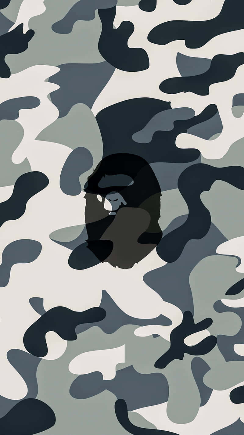 Download A Black And Gray Camouflage Pattern With A Black Circle Wallpaper
