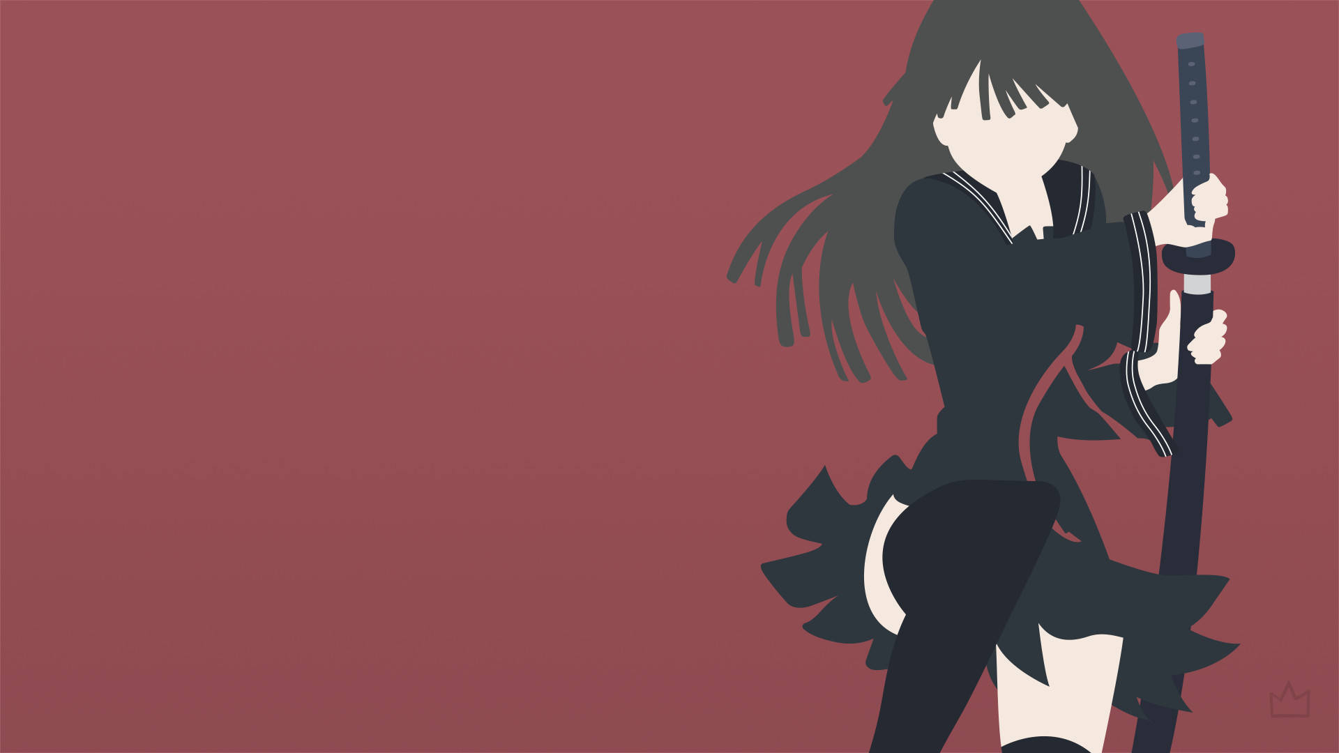 Download Anime Girl Black Uniform Minimalist Anime Wallpaper