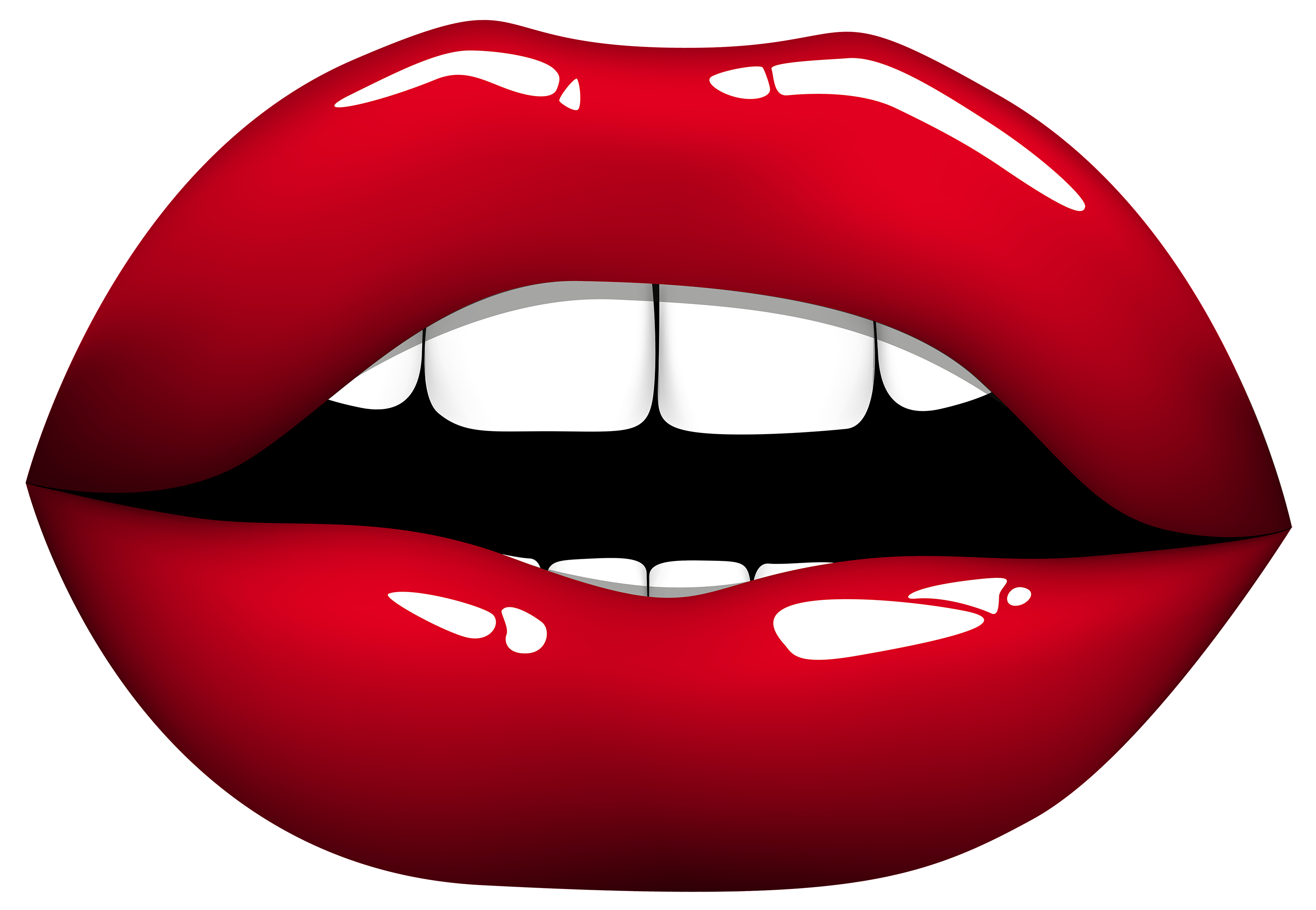 Baddie Lips Red Glossy Smile Beauty Icon PNG