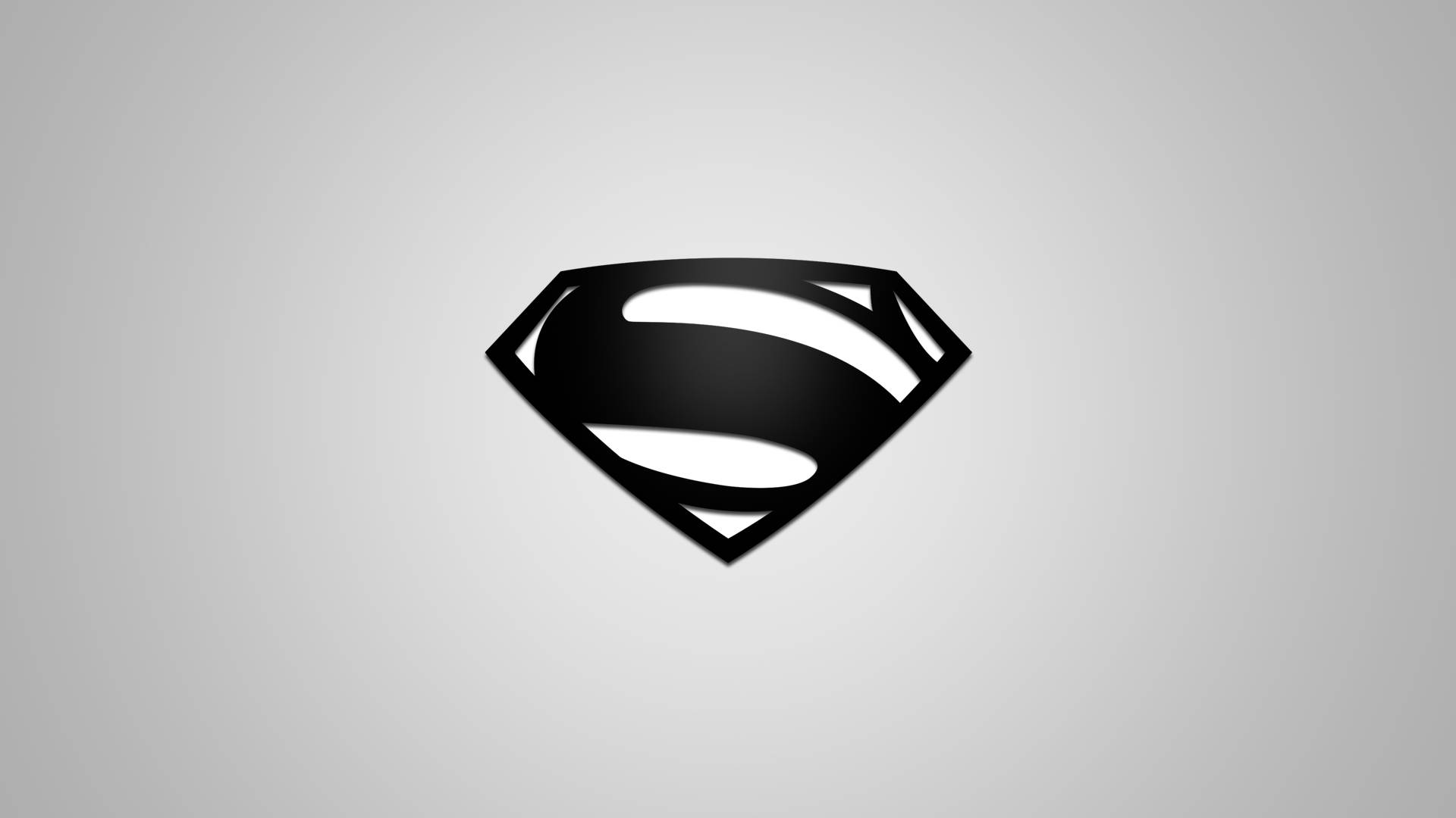 Download Shiny Black On White Superman Logo Wallpaper