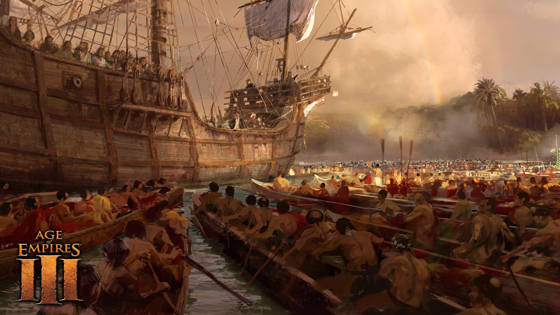 Age of Empires III HD Wallpaper: Epic Naval Battle Scene