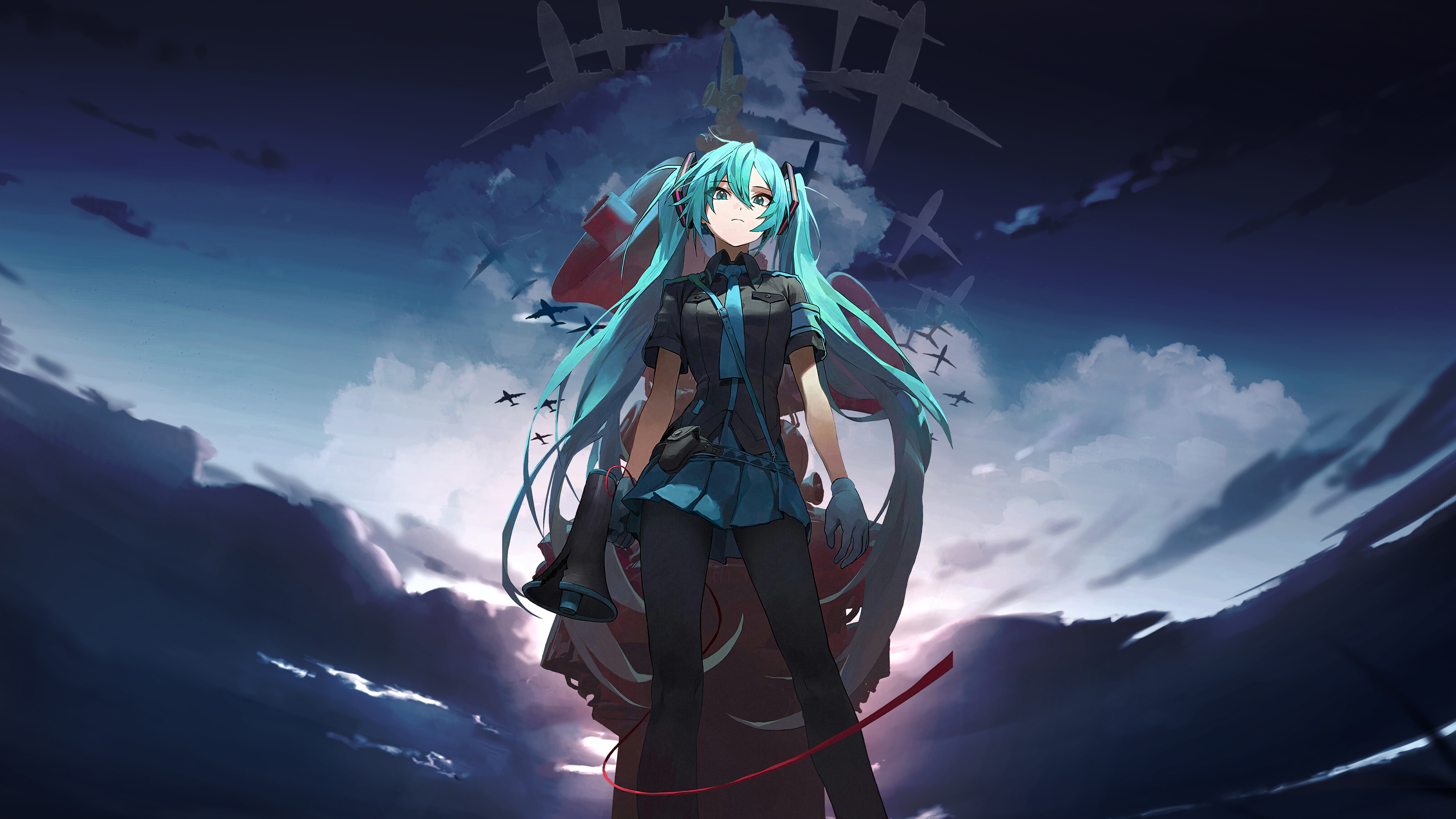 Hatsune Miku Wallpaper 4K, War, Japanese girl, Anime girl