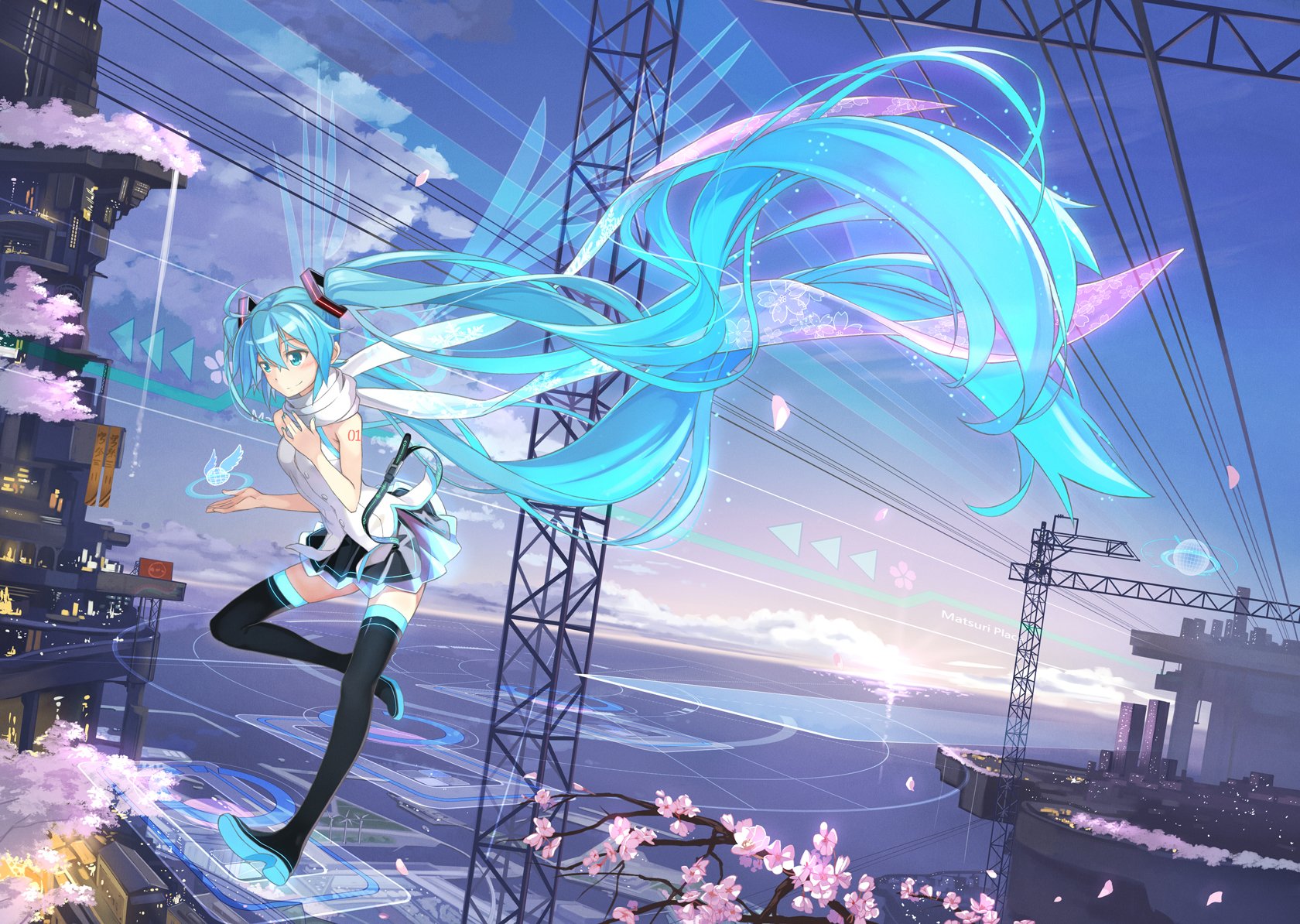 Hatsune Miku Soaring in Blue