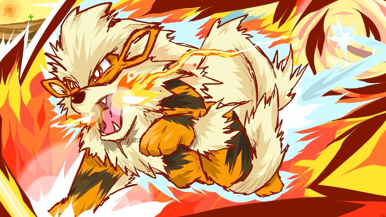 By popular demand, I drew Arcanine using Flare Blitz. Enjoy! (wallpaper quality, more in comments)