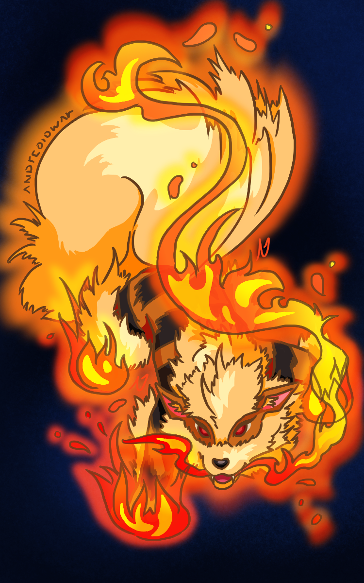Arcanine digital print and wallpaper
