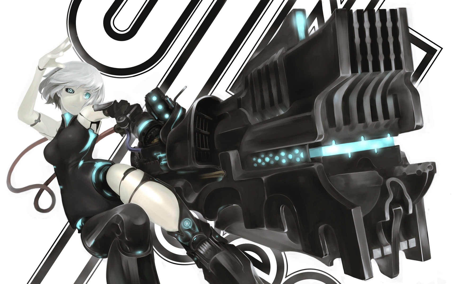 Wallpaper girl, gun, weapons, wire, robot, anime, art, games for mobile and desktop, section прочее, resolution 1920x1200