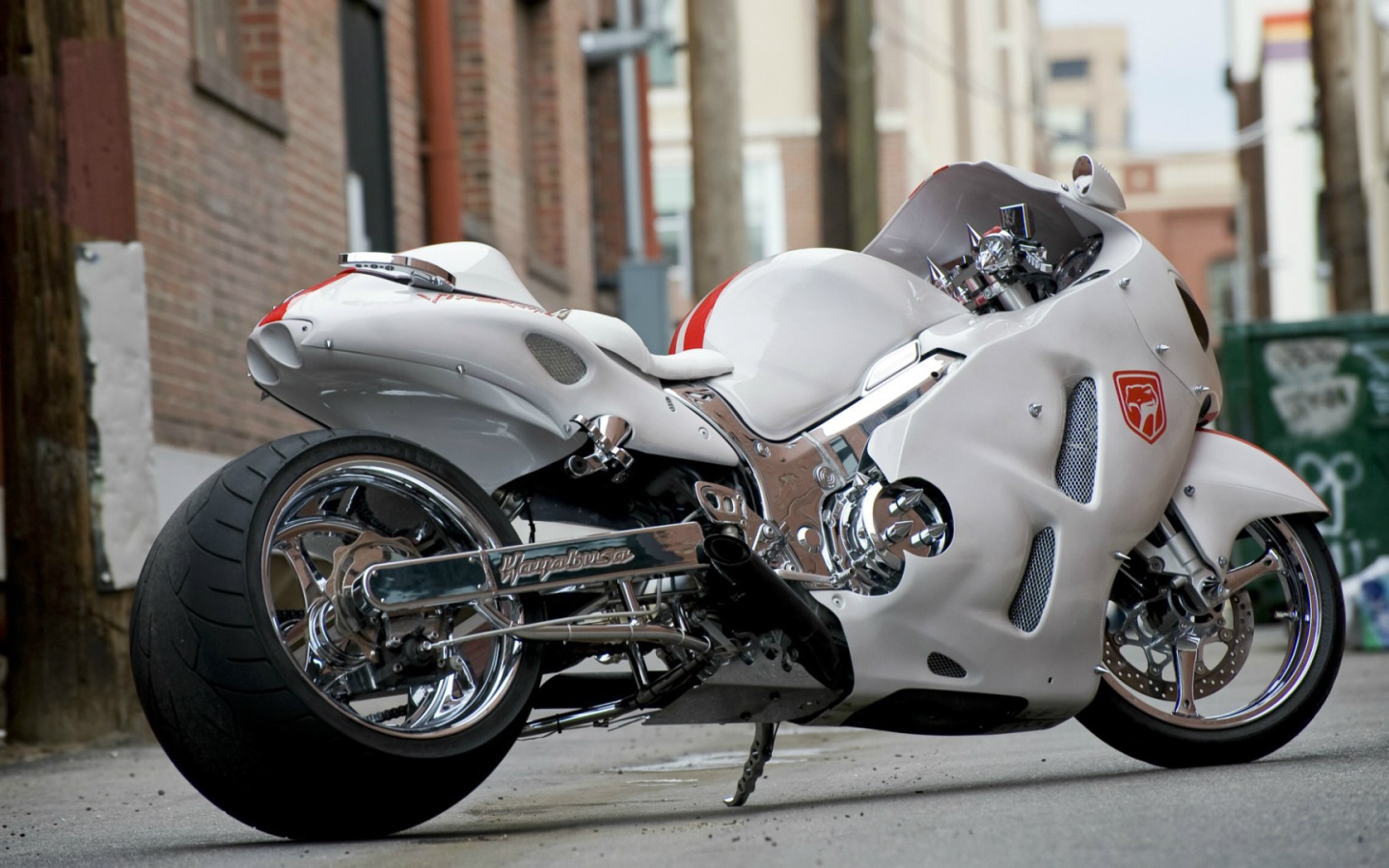 White motorcycle Suzuki GSX1300R Hayabusa Desktop wallpaper 1440x900