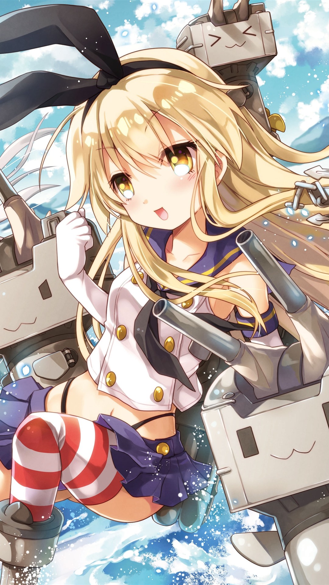 Two Anime Girls, Robot, Sea 1206x2622 IPhone 16 17 Pro Wallpaper, Background, Picture, Image