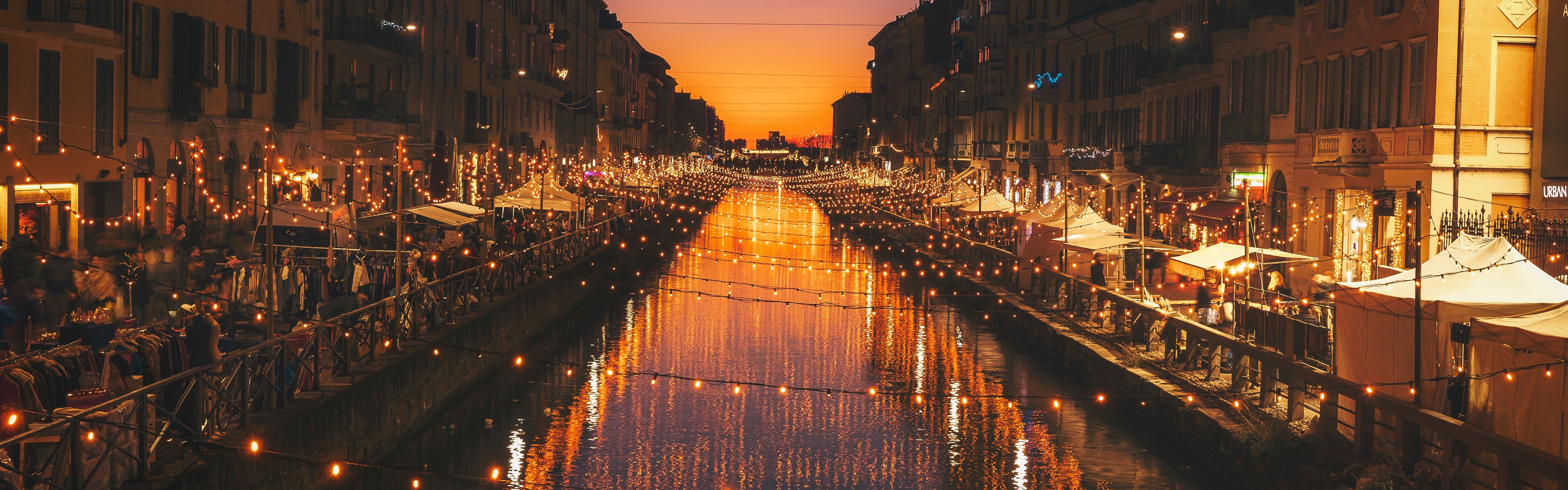 Wallpaper Milan, Italy, night, river, lights, city 3840x2160 UHD 4K Picture, Image