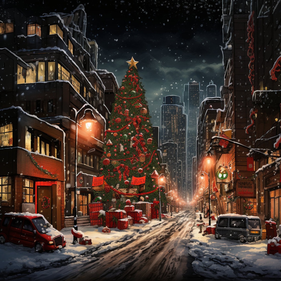 Graffiti Style City Christmas Scenes