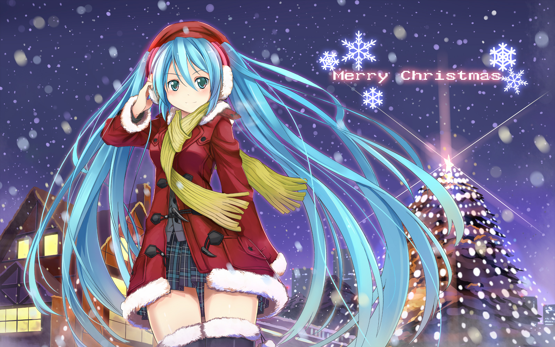 Hatsune Miku's Magical Anime Christmas HD Wallpaper