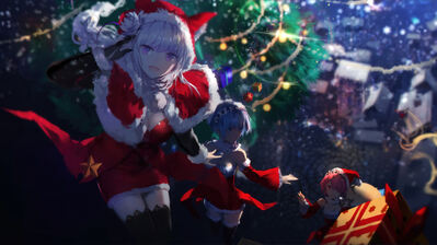 Christmas Tree Santa Anime Girls Re:Zero 4K Wallpaper iPhone HD Phone h