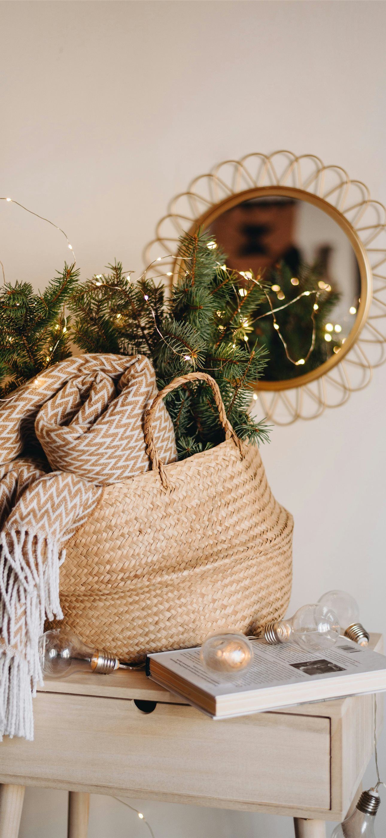 grey fringe textile on basket iPhone Wallpaper Free Download