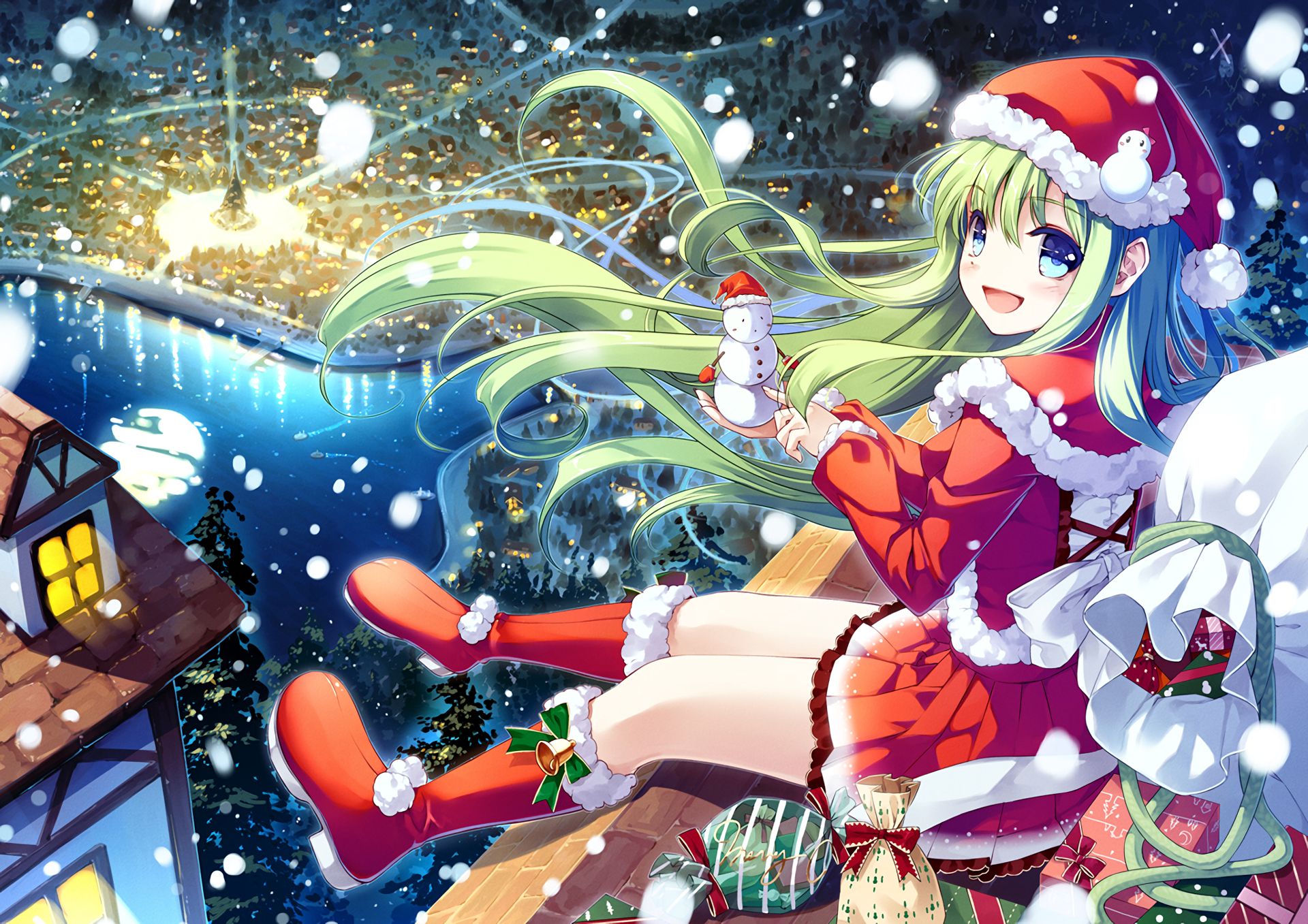 Desktop wallpaper: Christmas, Anime 4K free download for PC. 765820