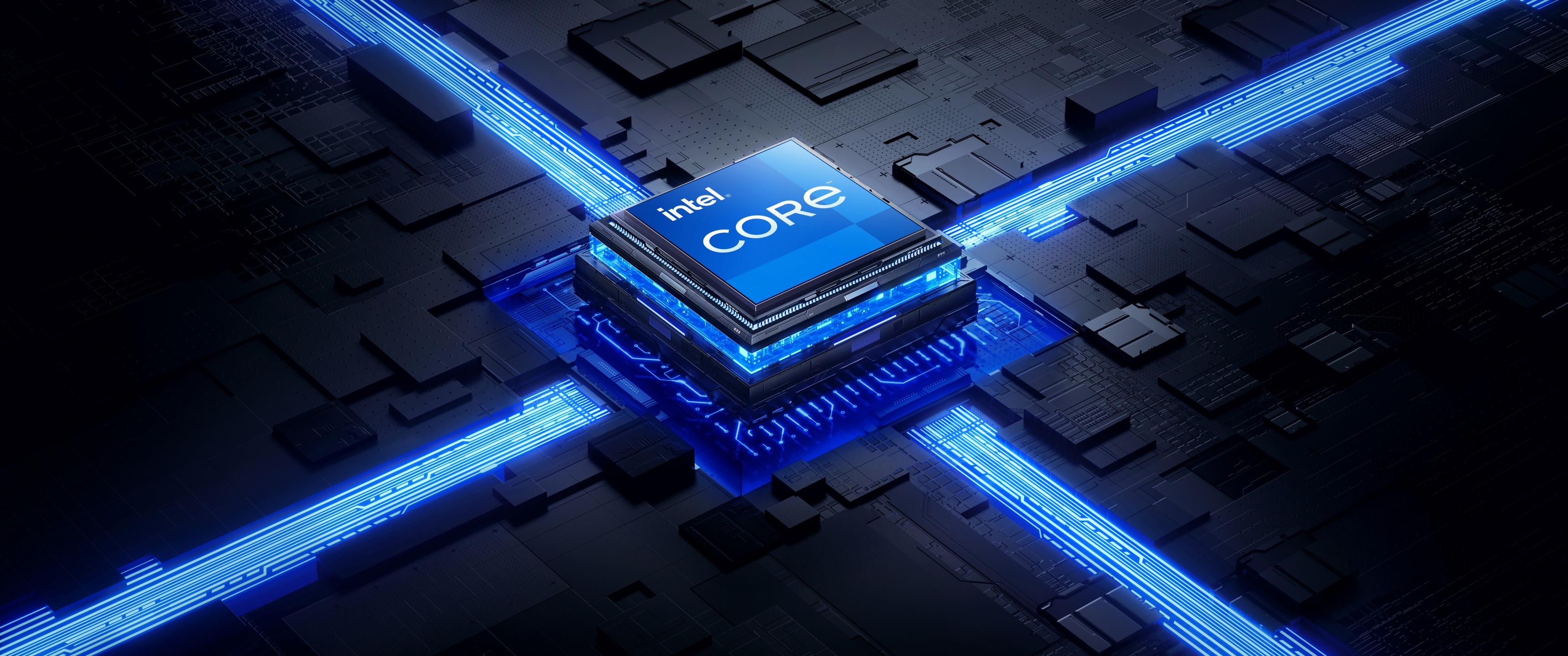 Intel processor Wallpaper 4K, Futuristic, 3D background