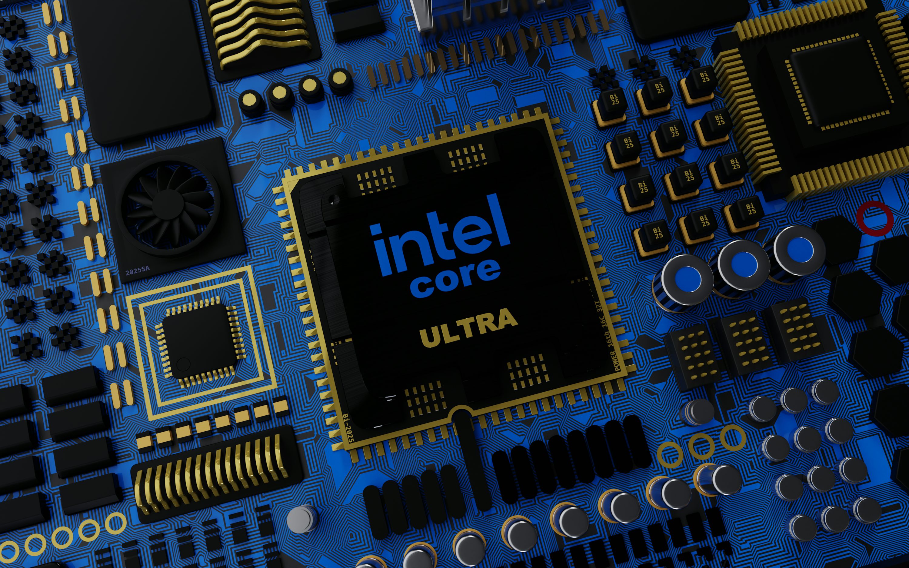 A close up of a computer chip with the intel core logo on it photo