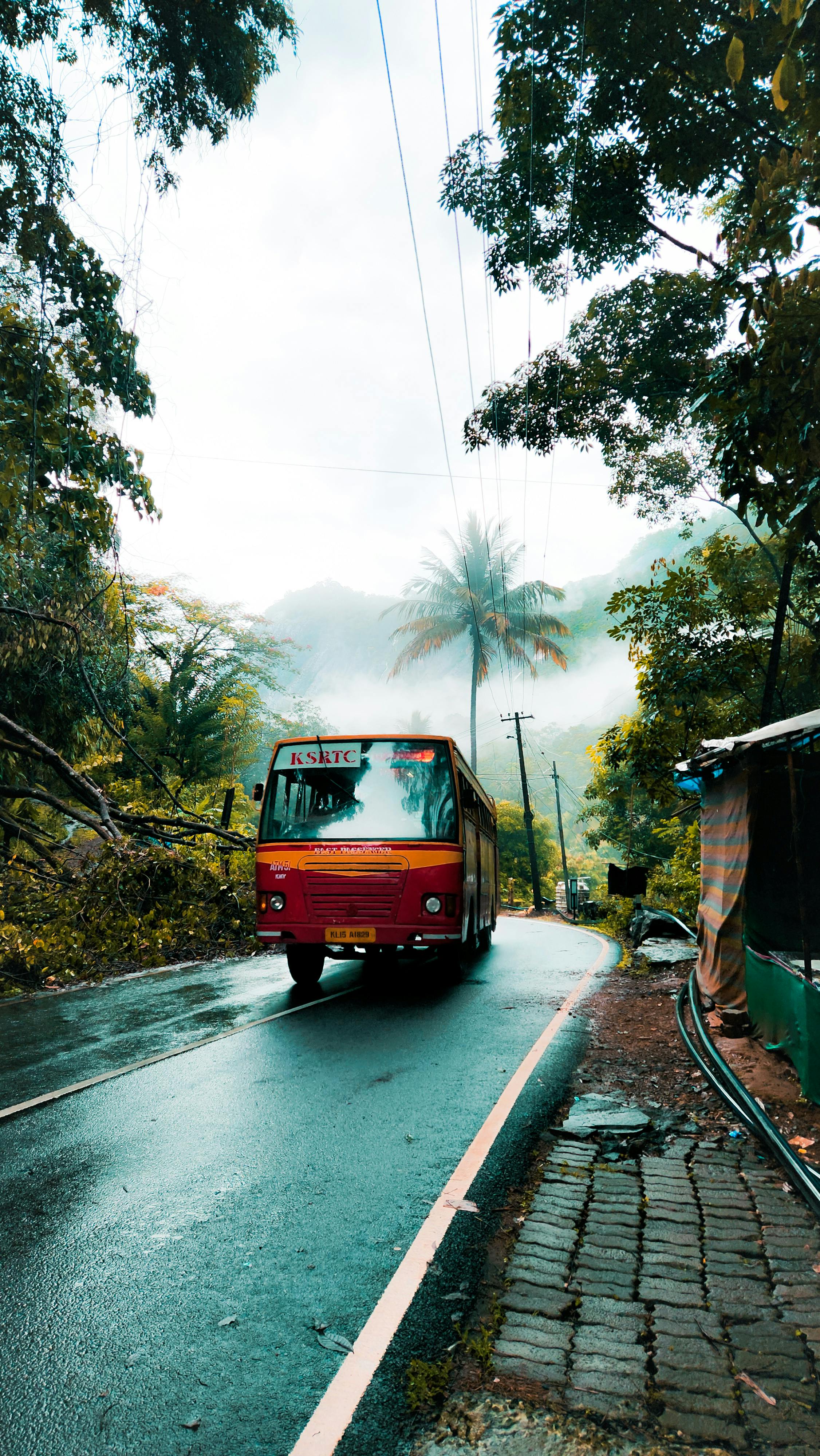 Bus on Road in Mountains · Free