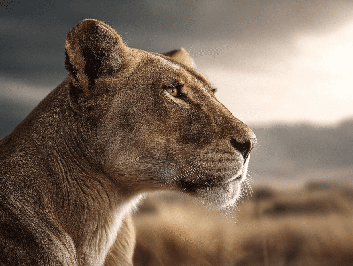 Majestic Lioness Gazing Across the Serengeti Plains