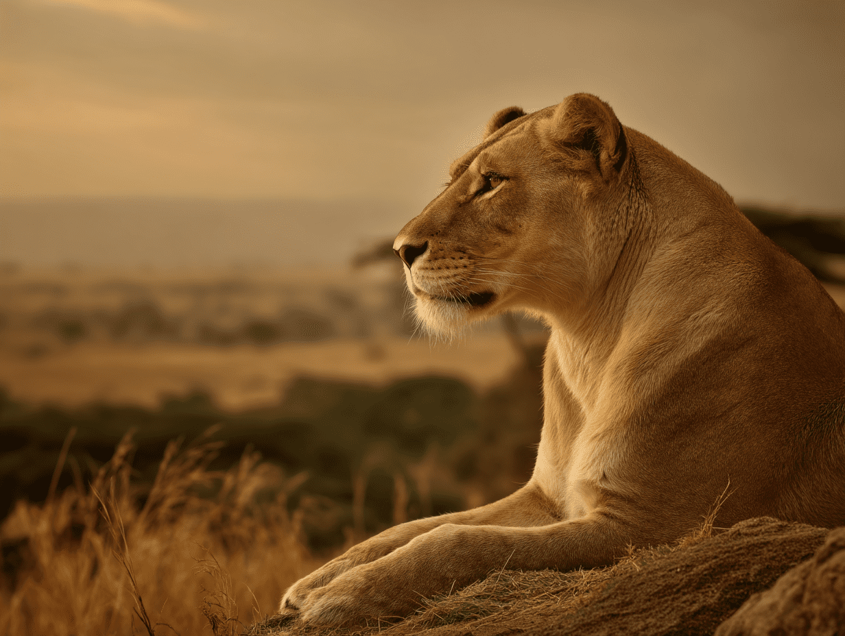 Serengeti Lioness at Dusk in the Wild