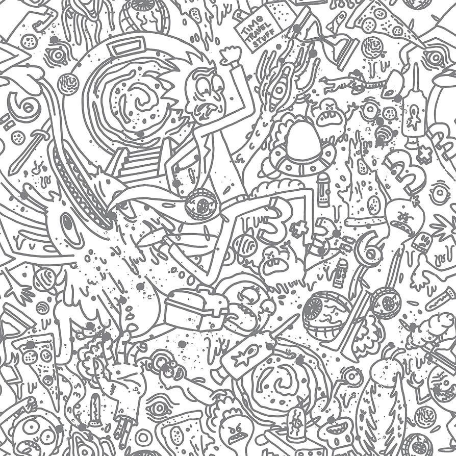 Rick and Morty Doodle Peel and Stick Wallpaper by RoomMates, RMK12446RL