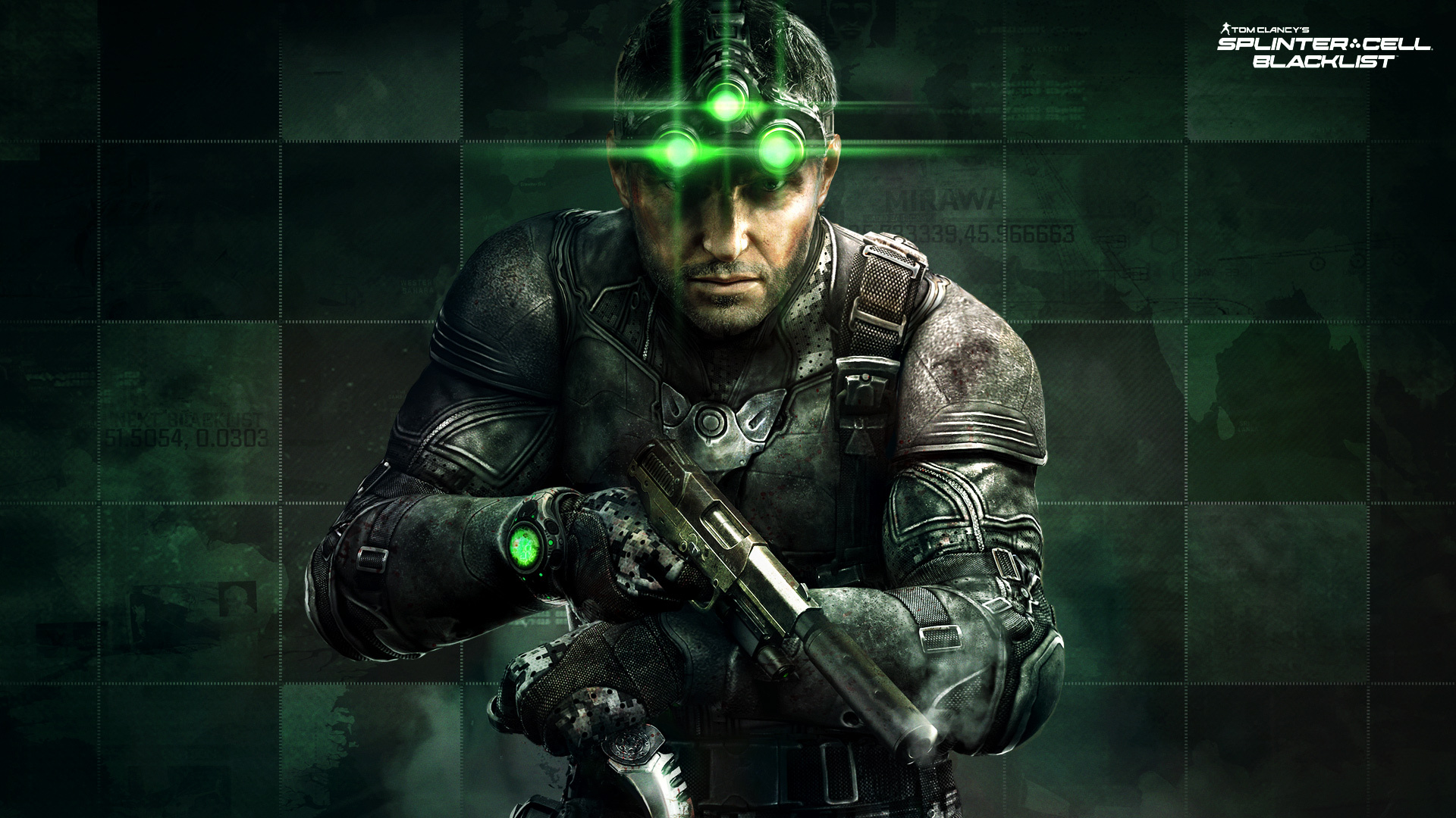 Wallpaper gun, weapons, knife, agent, equipment, Sam Fisher, Sam Fisher, Tom Clancy for mobile and desktop, section игры, resolution 2560x1600