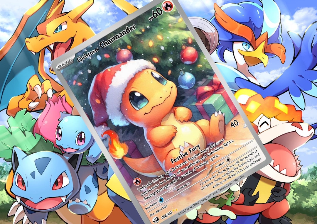 Christmas Charmender V Ex Gx Vsstar Pokemon Custom Card Holographic
